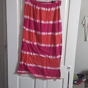 Skirt Long red orange and pink and white